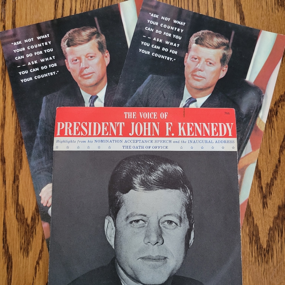 Vintage  President John F. Kennedy  Items ~ 2 Postcards ~ 45 RPM ~ JFK